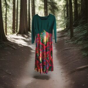 Vintage‎ 70s Maxi Dress Psychedelic Flowy Boho Hippie Flower Child